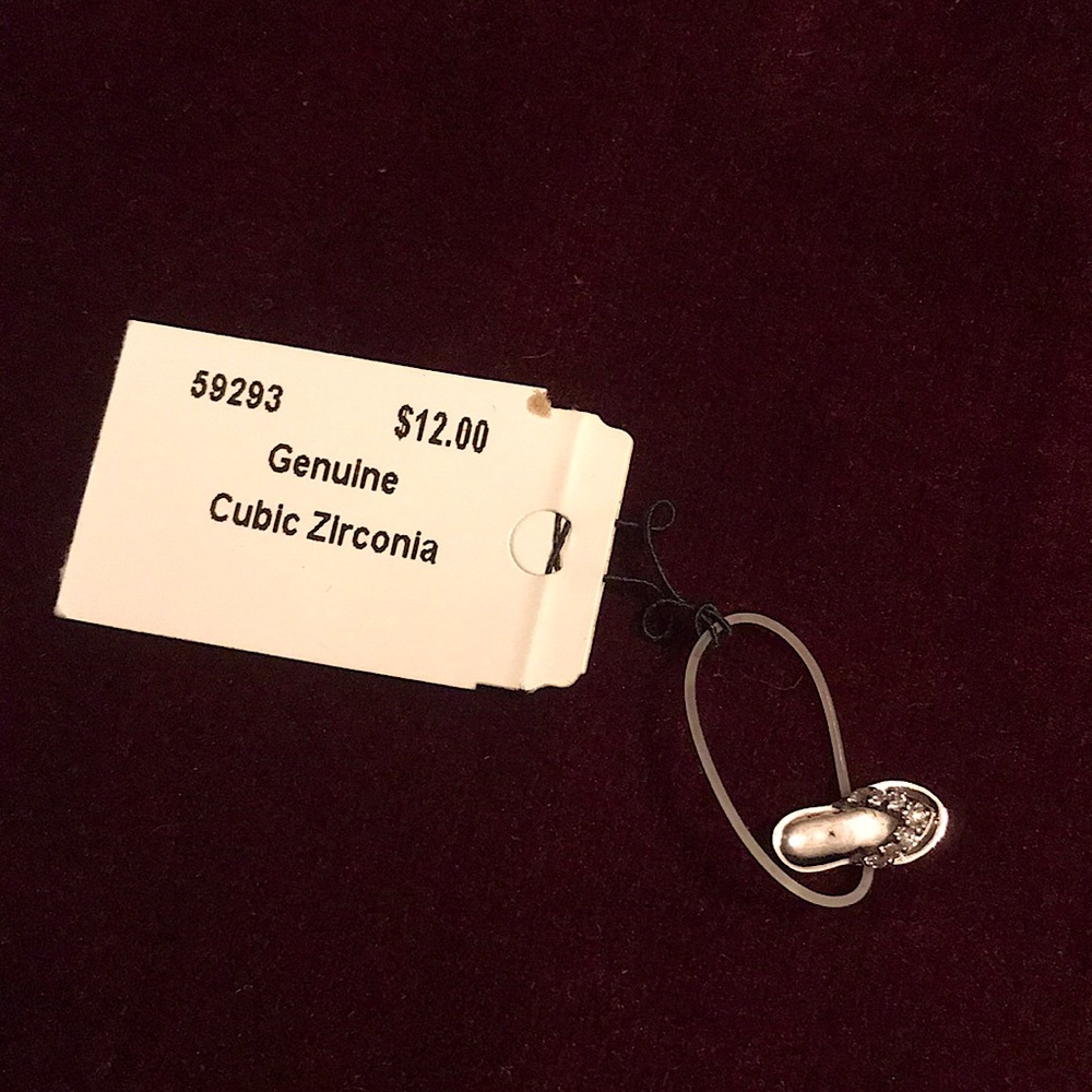 Cookie Lee Silver Tone CZ Flip Flop Toe Ring